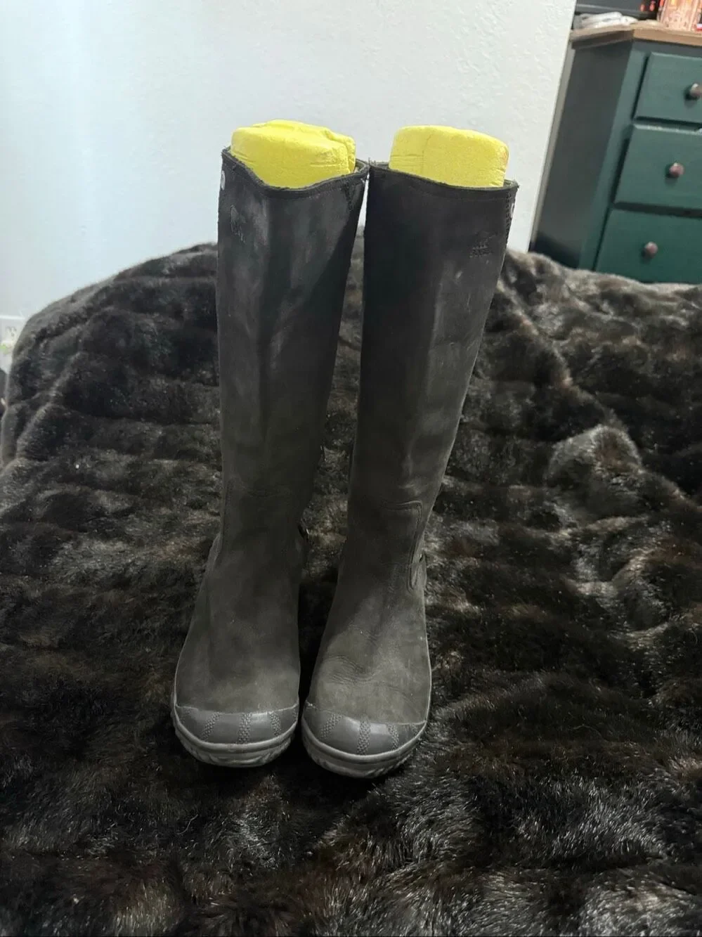 Sorel Slimboot Tall Riding Boots Womens 8.5 Waterproof Black Suede Leather